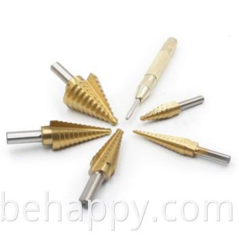 5PC HSS Tin-Coated Step Drill Bit Set for Drilling Metal